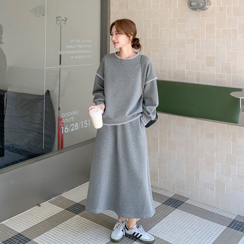 现货灰色慵懒风卫衣套装2B233-9735-P165228,女装套装/套裙,2B233