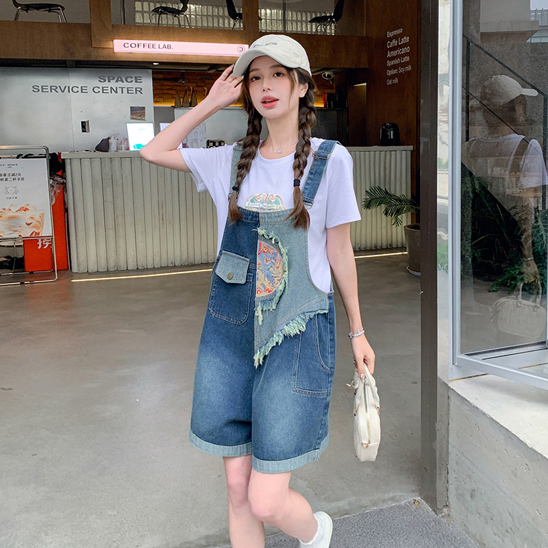 【现货】新中式复古刺绣拼色背带裤套装P130K180,女装套装/套裙,2D148