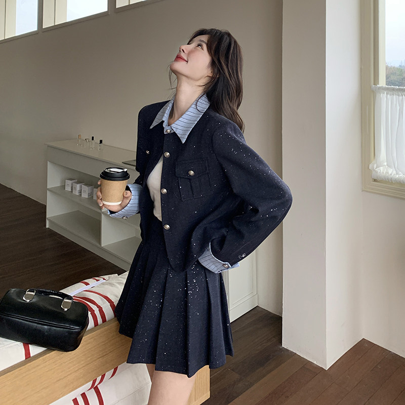 春装小香风连衣裙套装女2026年新款小个子高级感开春穿搭配一整套,女装套装/套裙,2C218