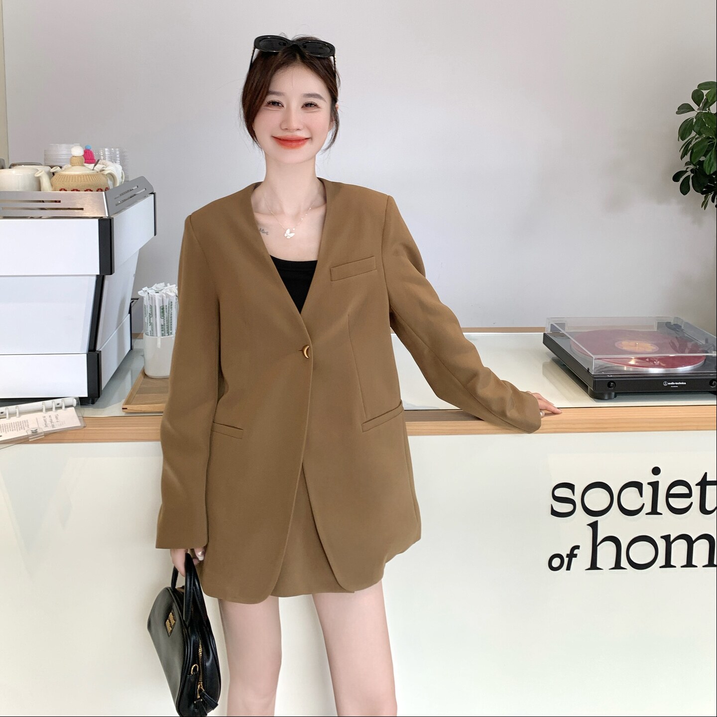 【现货】老钱风卡其西装套装裙088-7736,女装套装/套裙,2C088
