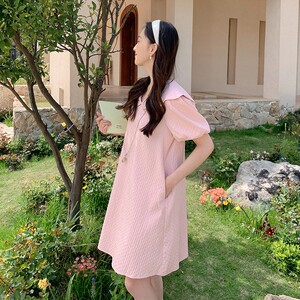 现货主推款！花瓣领减龄显瘦肌理感少女连衣裙配挂件2311P115K168图片