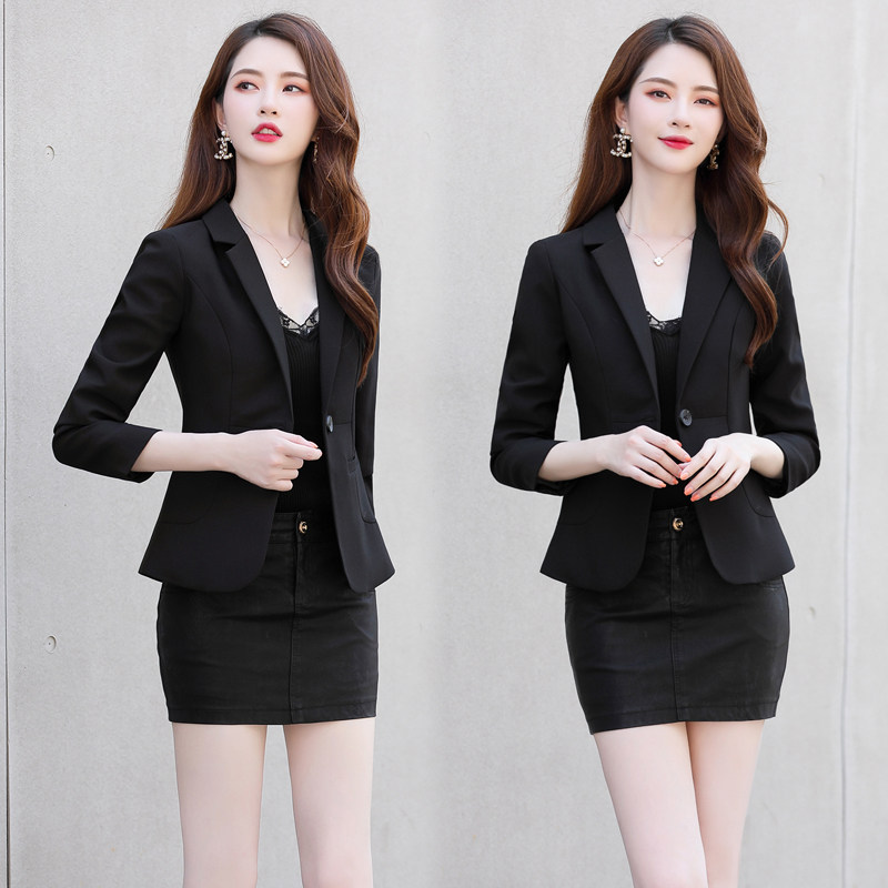 小个子短款西装外套女2025春秋新款修身显瘦收腰薄款外搭西服上衣,女装西装,英标秀（1C119）