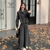 韩版盐系气质显瘦短款上衣套装女2025春秋季新款a字半身裙两件套，女装套装/套裙，2C277