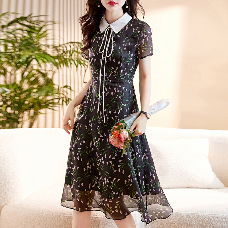 吾爱衣2312款碎花连衣裙女夏季气质优雅印花裙子,女装连衣裙,吾爱衣