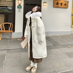 【真狐狸毛】50绒米白色羽绒服中长款 2D111A-A613 P385 K578图片