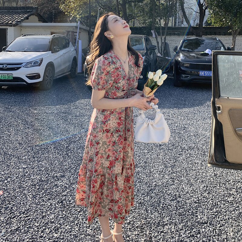新款夏装碎花连衣裙057-5798-P105K168,女装连衣裙,2B080