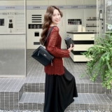时尚套装女镂空针织衫吊带连衣裙女初秋装搭配罩衫两件套装裙，女装连衣裙，2C166