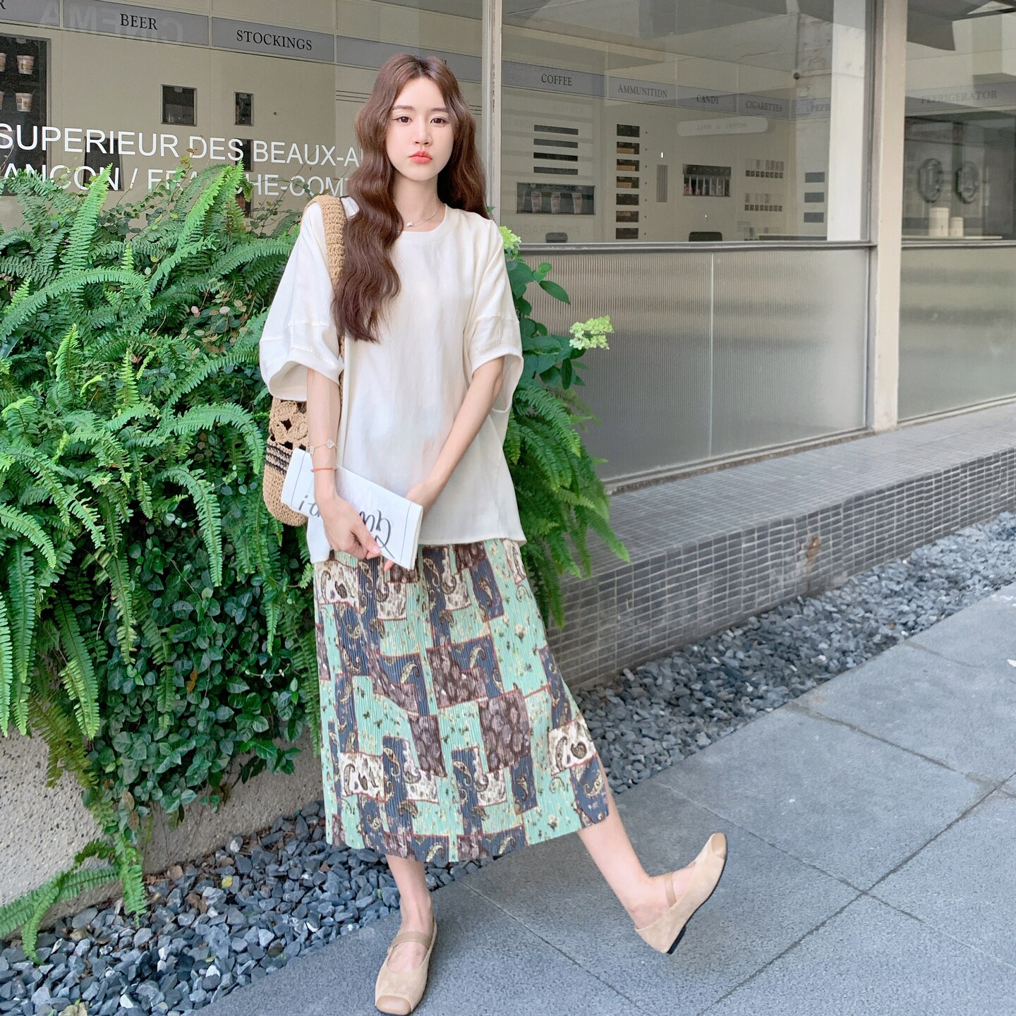 宽松新款漂亮遮肚子今年流行的时尚白色亚麻上衣女夏法式小资小衫,女装套装/套裙,2C218