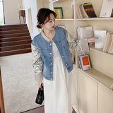 新款2025春季风牛仔拼接短外套2520-P150-K228，女装短外套，2C057