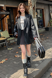 【，现货】中长款黑色PU皮衣外套2C215-P175-K245，女装皮衣，2C215