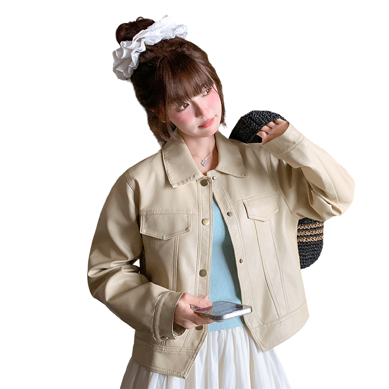 现货短款皮衣外套女2025年春秋新款酷飒风小个子710P135K218,女装皮衣,2C082