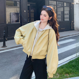 2B081-7707-P160-K238春季2026新款连帽短款皮衣夹克假两件外套，女装短外套，2B081