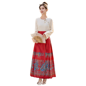 现货新款2025新中式风马面裙套装图片