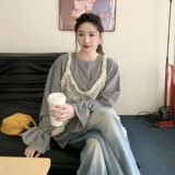 新品【已做货】针织打底叠穿蕾丝真两件套P155K258，女装卫衣/绒衫，2C321