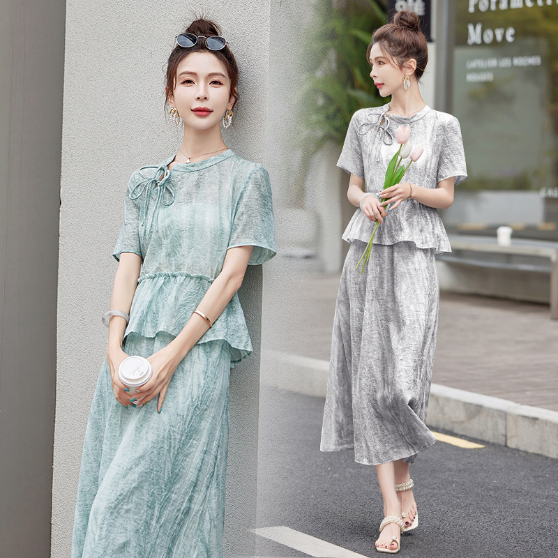 现货！24夏装新款新中式风套裙女套装凉爽透气裙子女,女装套装/套裙,衣珂纱朗
