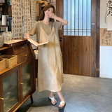 减龄小个子拼色假两件连衣裙女夏季2025新款显瘦今年流行爆款裙子，女装连衣裙，2C139