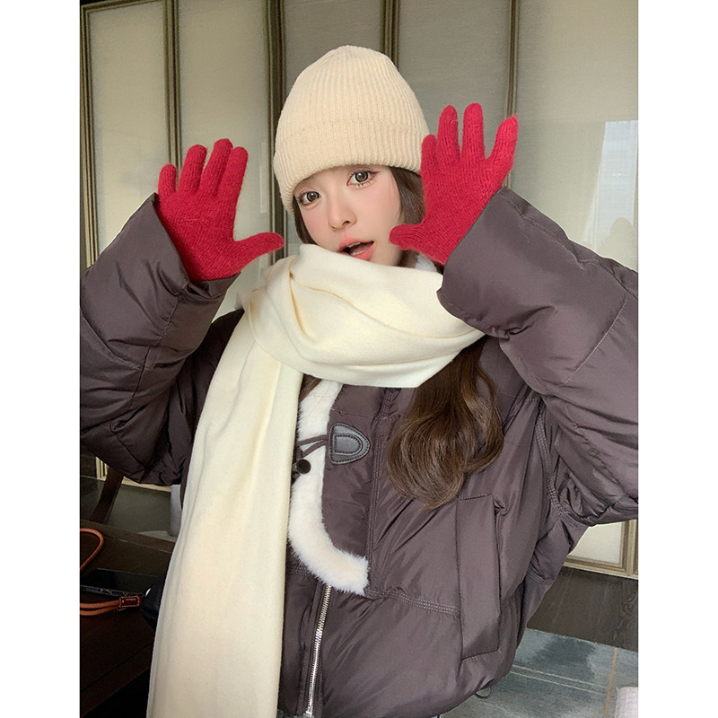 LeceaAlice短款羽绒服女2025冬季新款韩版拼接毛绒白鸭绒面包服,女装短外套,2C088