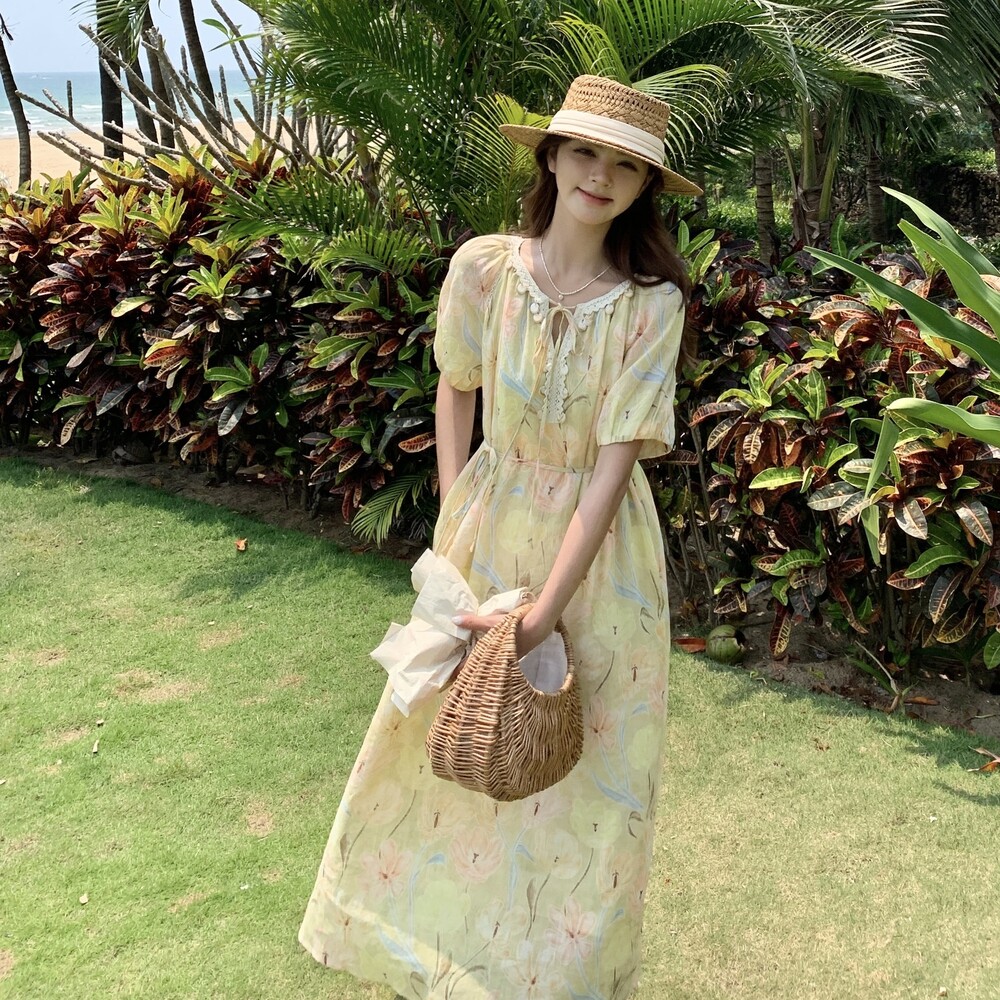 新款2025夏季法式印花连衣裙2553-P145-208,女装连衣裙,2C057