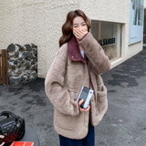 紫色温柔风两面穿皮毛一体羊羔毛外套女2025新款高级气质减龄棉服，女装皮草，2C306