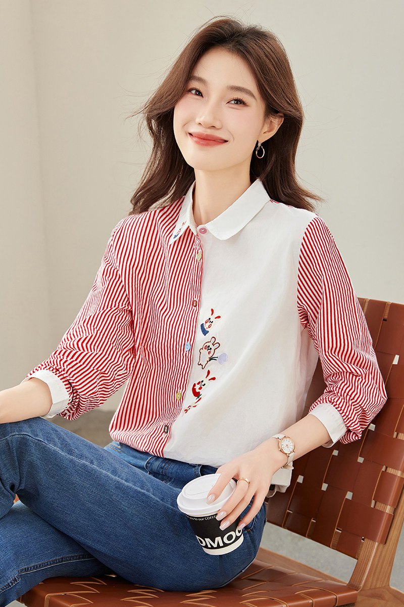 全棉长袖衬衫,女装衬衫,锦绣伊人