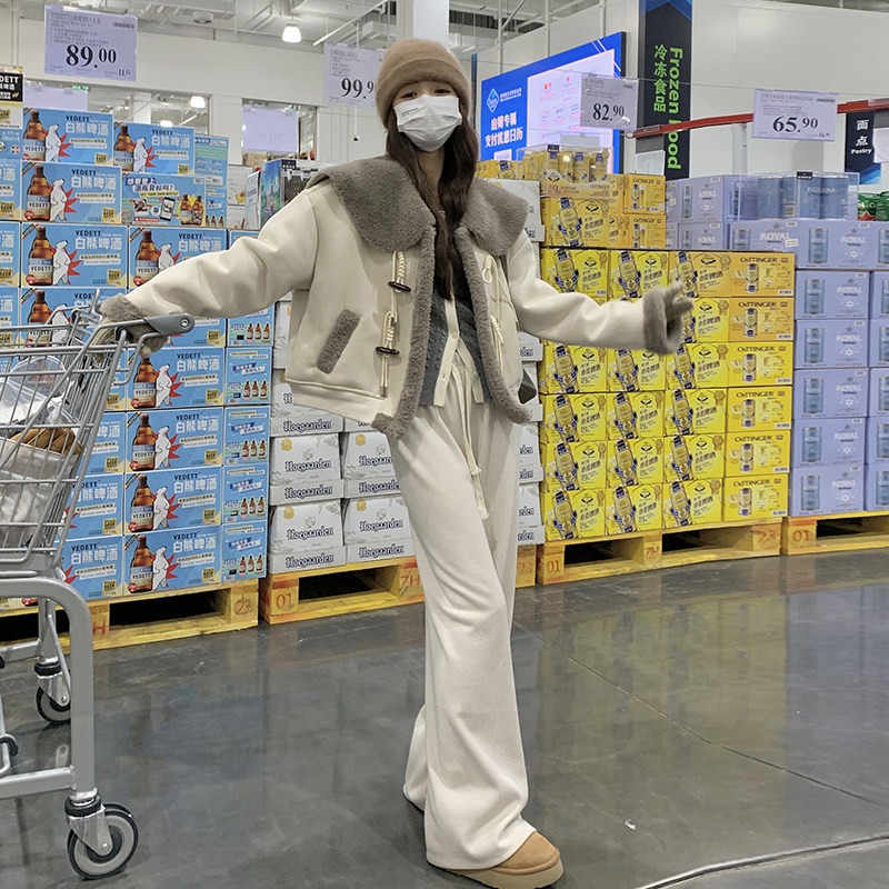 (现货)加厚中式娃娃领皮毛一体短外套D0918-P175-K258,女装短外套,2C373