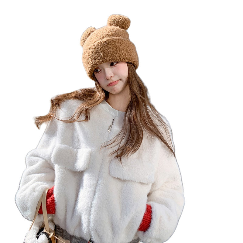 加绒加厚红色派克服女冬短款棉服2024新款棉衣棉袄仿兔毛毛小外套,女装短外套,2C087