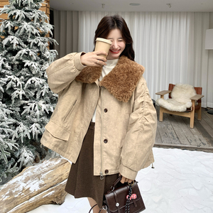 韩版宽松显瘦保暖羽绒服女冬季短款休闲90白鸭绒加厚毛领外套图片