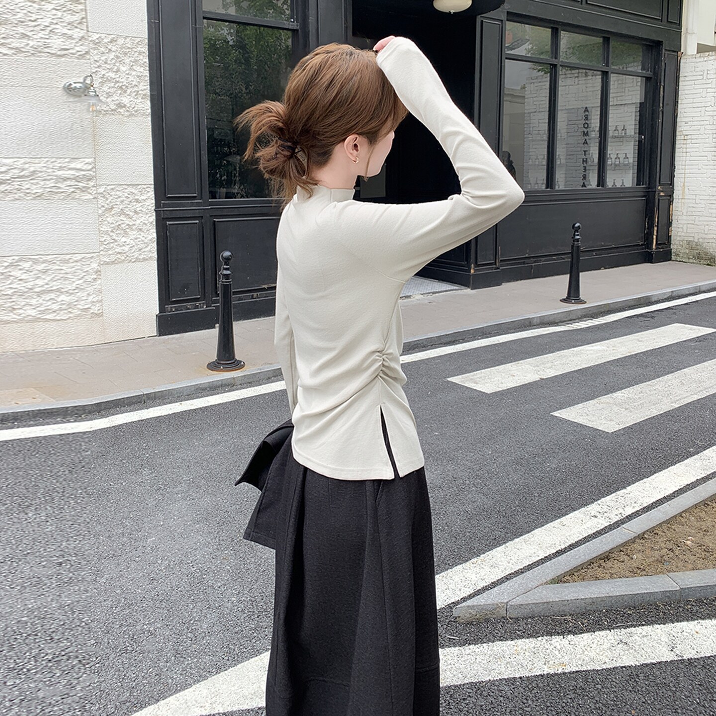 韩系披肩马甲打底衫套装女2025秋季新款时尚显瘦半身裙淡人三件套,女装套装/套裙,2D035