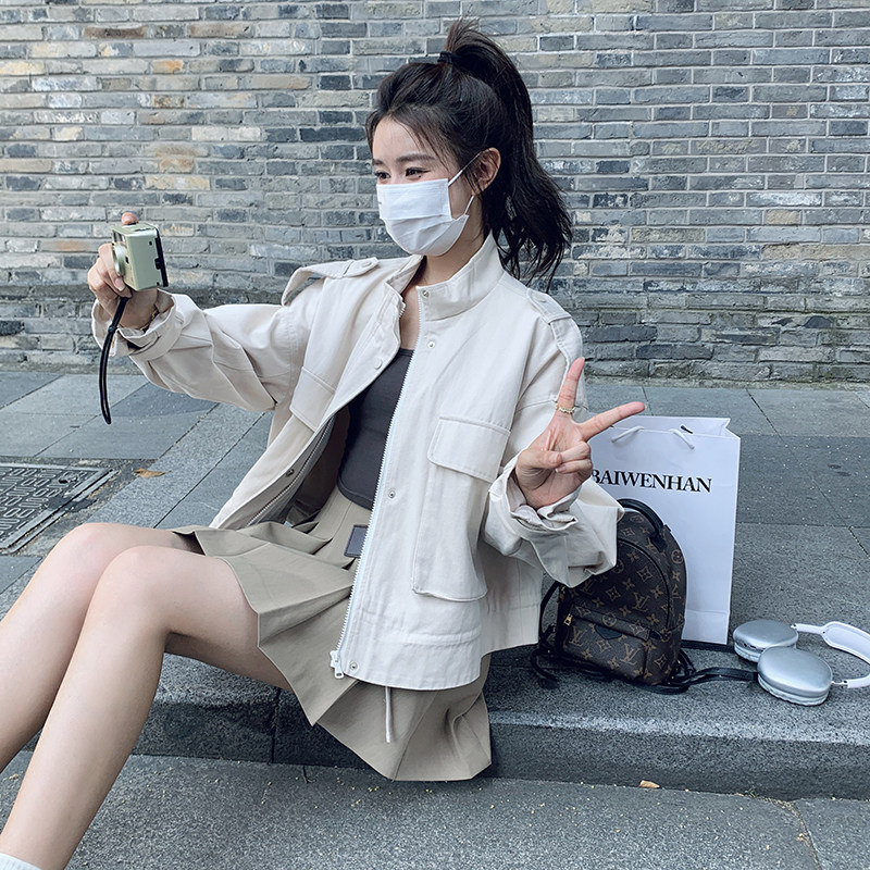 新品大货出韩版设计感短款外套风衣2C032856P135K188,女装短外套,2C032