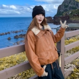 羊羔毛女短款冬2025新款流行小个子外套，女装短外套，2C177