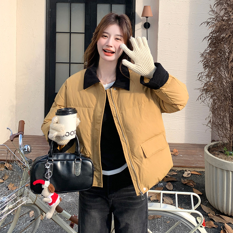 学院风今年流行羽绒服女2024冬季新款超好看加厚保暖白鸭绒面包服,女装羽绒服,维一诺（1D095）
