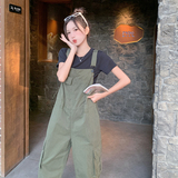 新款四季可卖款工装绿背带裤2C122-8856-P135-K208，女装连体裤，2C122
