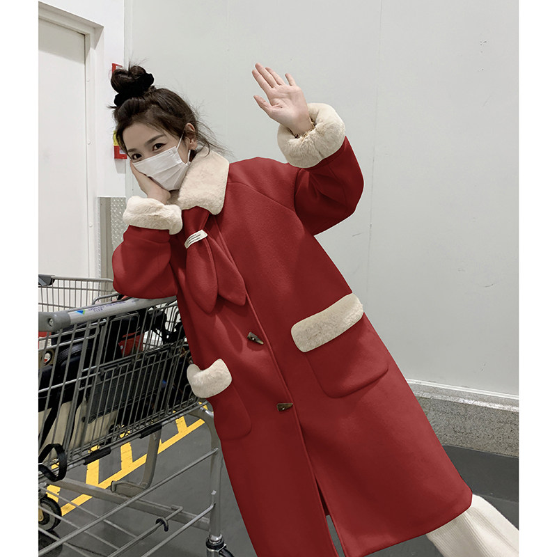 现货2025年冬季新款时尚加绒长大衣2C098-8971P215K318,女装毛呢外套,2C098