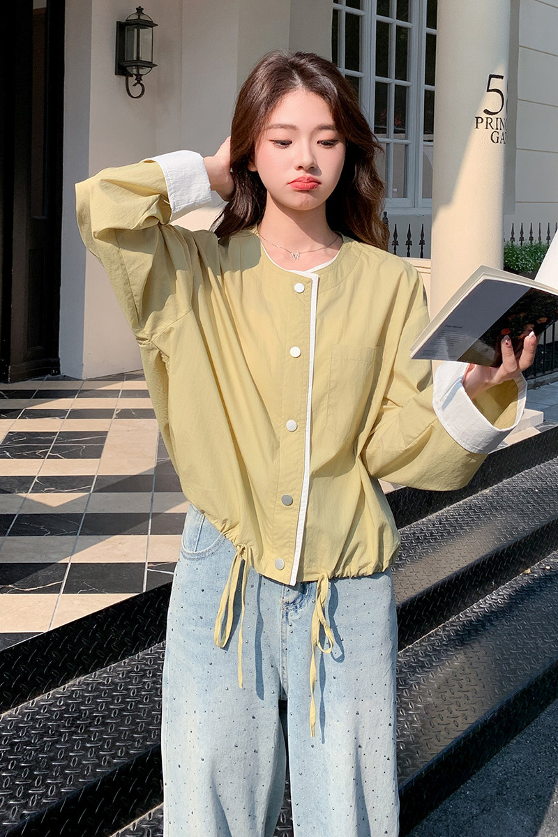 【春夏新款】拼色圆领外套轻薄款休闲上衣2C353/8668/P120/K178,女装短外套,2C353