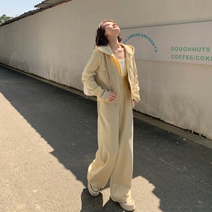 主推 现货黄色连帽针织卫衣套装女2D036-8023-p165-k248图片