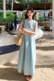 现货！2025夏装新款流行湖蓝色连衣裙2C109-8805-P130-K198，女装连衣裙，2C109