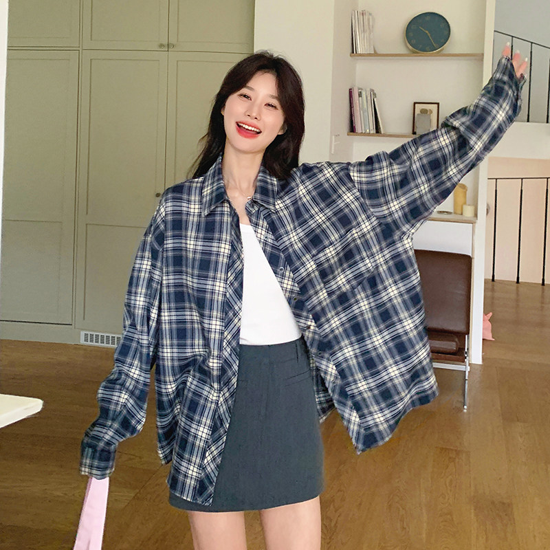 【】春季新款经典宽松格子衬衫2C200-W419-P75-K118,女装衬衫,2C200