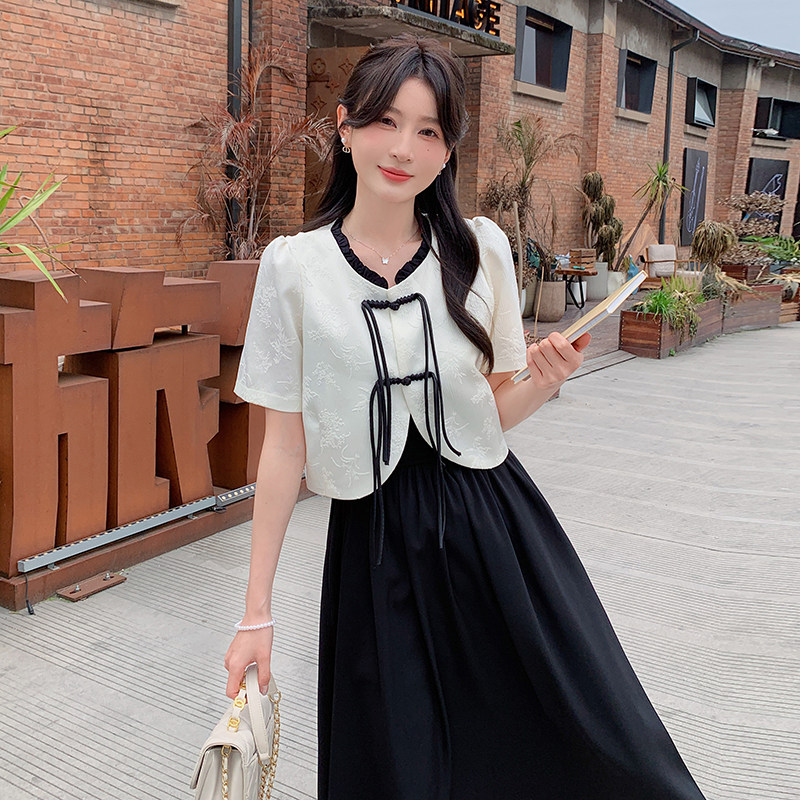 新款新中式加外套吊代连衣裙女两件套批145控208,女装套装/套裙,2C295