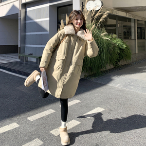 现货！韩系派克服羊羔毛毛领中长款棉服2C212-G206-P235-K358图片