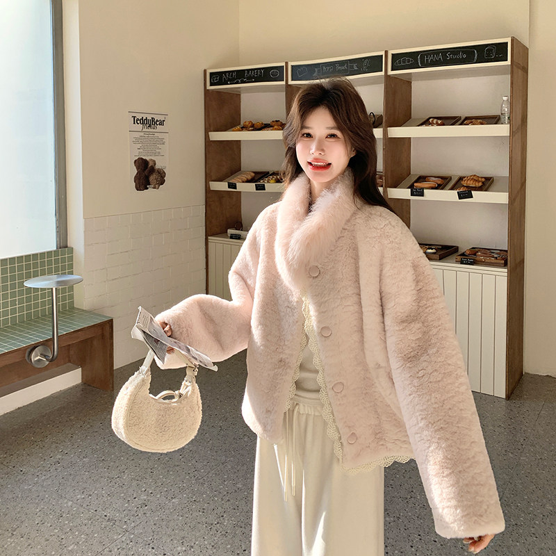 新品现货仿兔毛皮毛一体外套（送毛领）2C285-2677-P220-K328,女装短外套,2C285