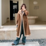 【新品】麂皮绒皮毛一体羊羔毛长款外套女5156-P225-K338，女装皮草，2C126