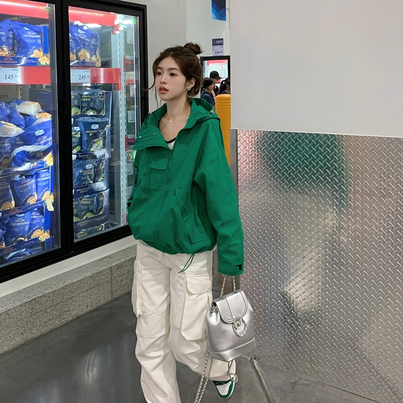 A现货！设计感宽松休闲连帽工装外套C029-2331P140K198,女装短外套,2C029