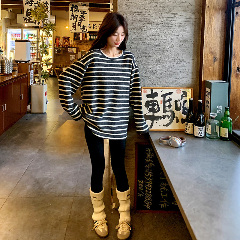 【新款已出货】秋冬针织条纹T恤打底衫2C131-638-P105K158,女装T恤,2C131