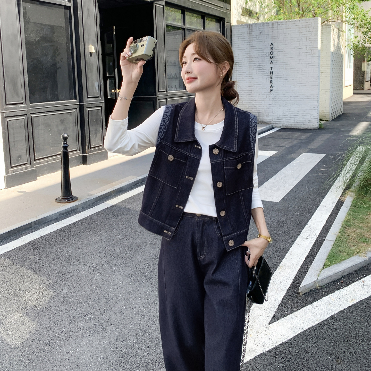 档口现货2025新款女装春秋复古牛仔套装8015-p165-k248图片