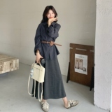现货/条纹衬衫+披肩+腰带+半身裙套装2C233-5828-P180-K269，女装套装/套裙，2C233