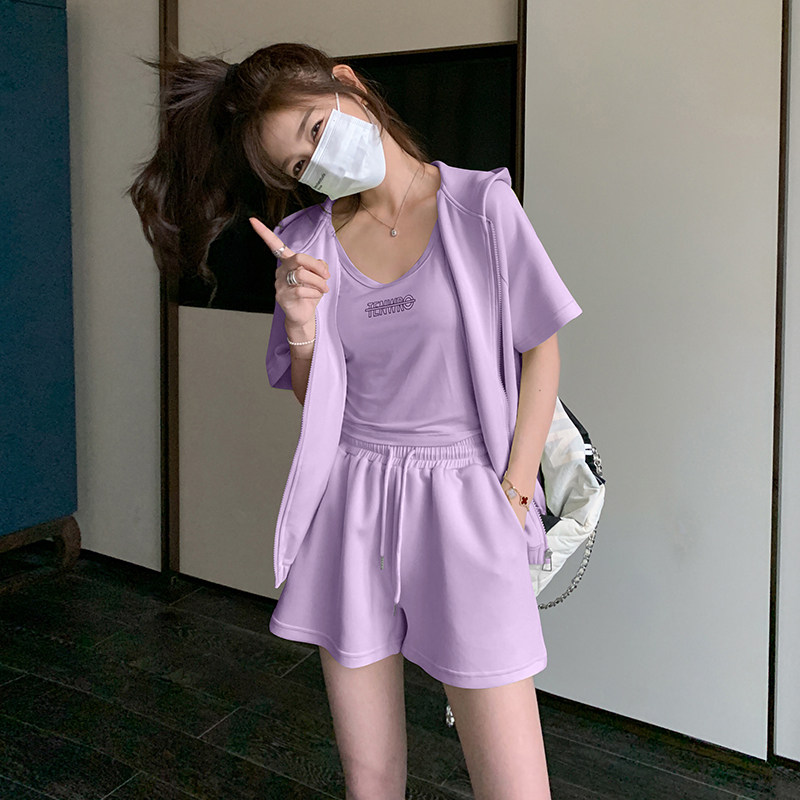 【夏款现货+买家秀】简约纯色时尚休闲套装088-2366p145控198图片