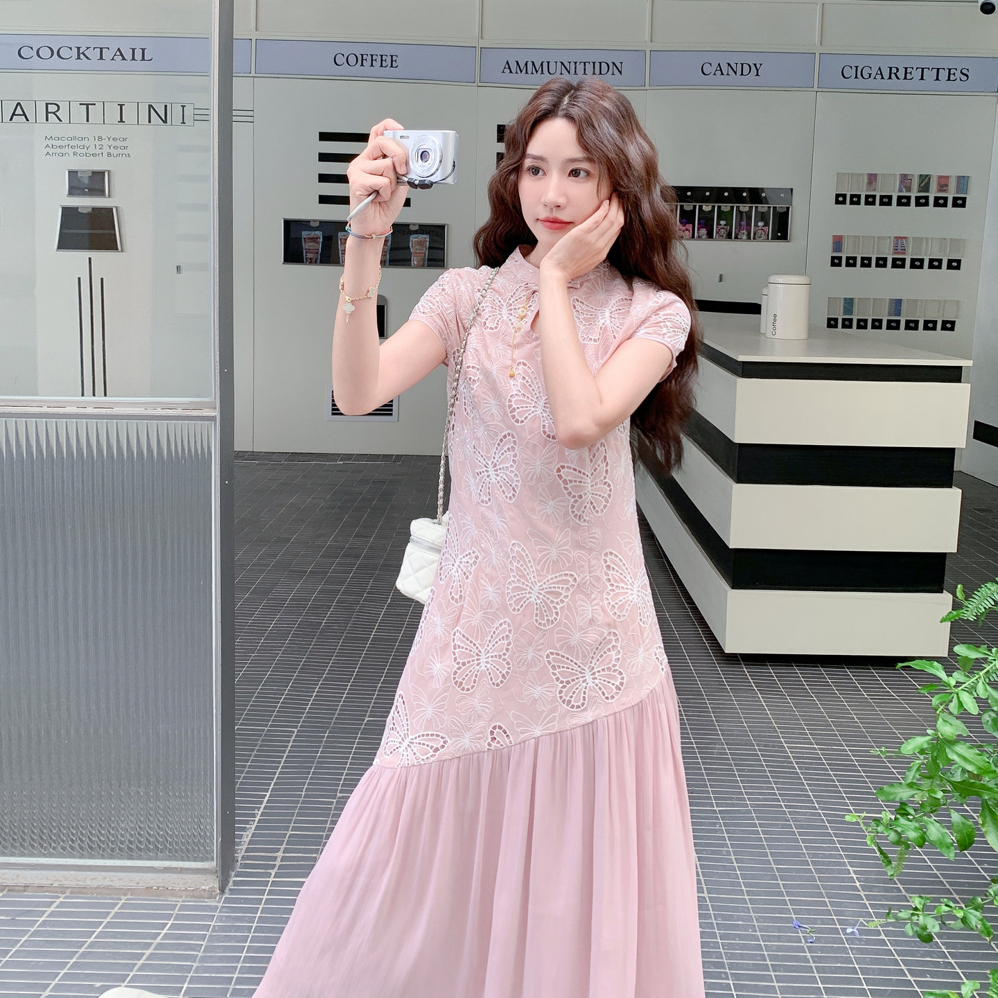 2025夏季法式新中式国风蝴蝶刺绣连衣裙女减龄日系设计感显瘦长裙,女装连衣裙,2C320