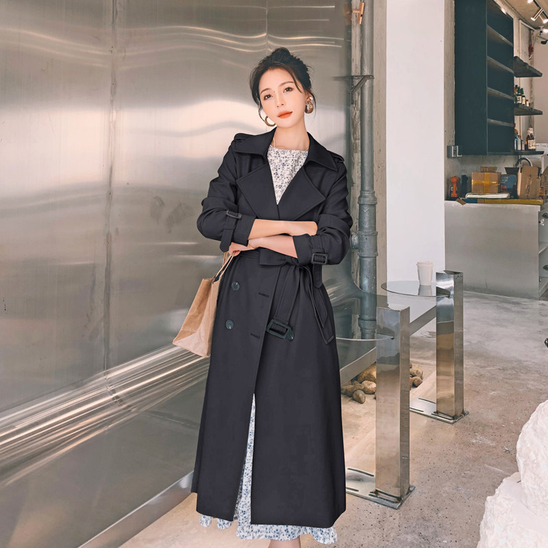 长款中长款长袖丝光华丽缎面风衣外套显瘦女装春秋春秋显瘦时尚,女装风衣,2C126