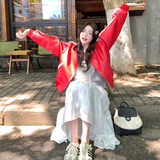 新品现货【！！】机车安克拉红皮衣外套2C030-568-P135-K198，女装短外套，2C030