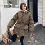 现货牛角扣加厚羊羔毛连帽休闲派克服5832-P275-K408，女装派克服，2C159